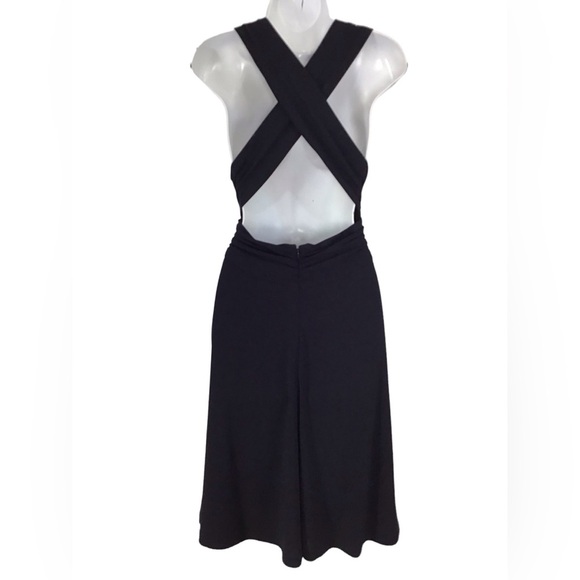 White House Black Market Black Halter Criss Cross Low Back Cocktail Dres… - Picture 2 of 6